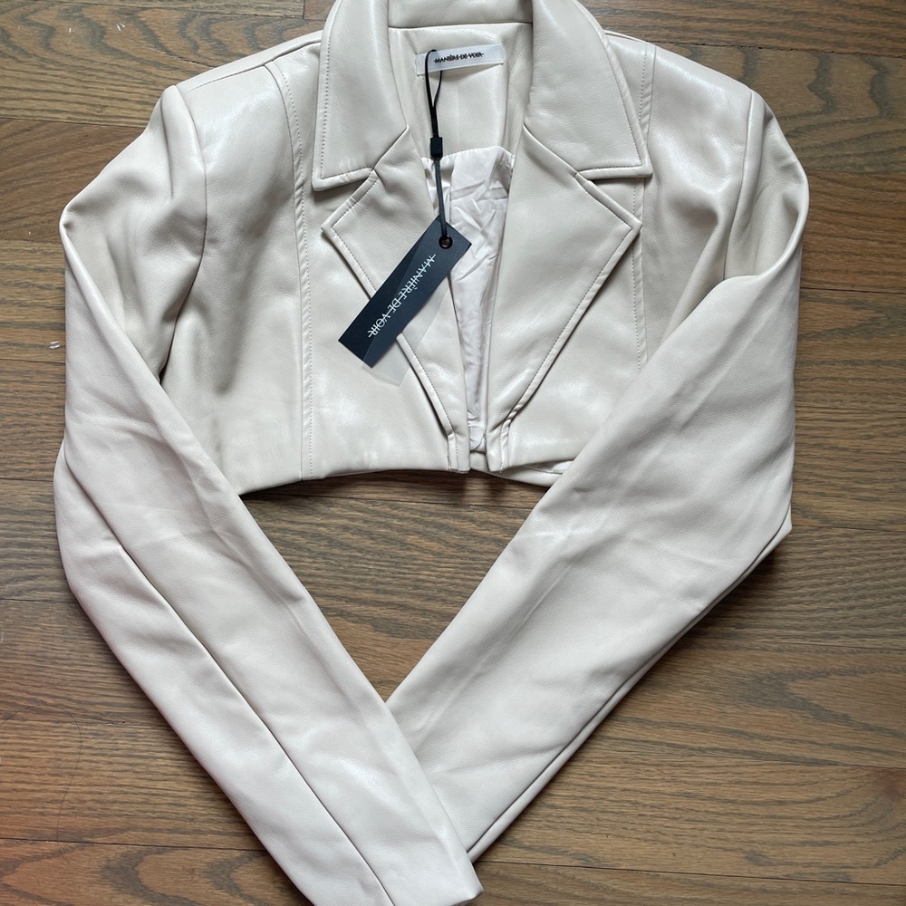 Maniere de Voir Cropped Leather Jacket
